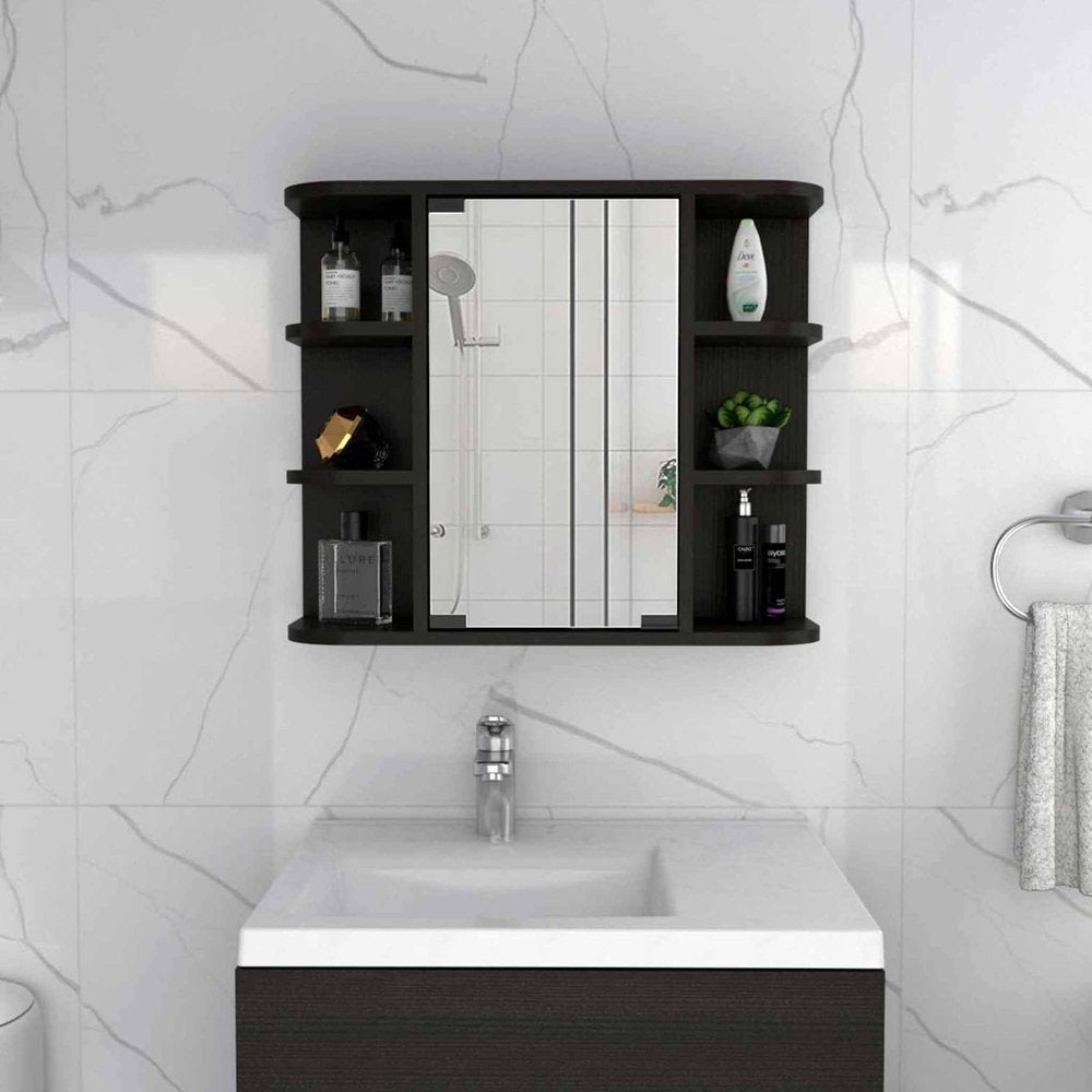 24" Black Wood Floating Bathroom Vanity