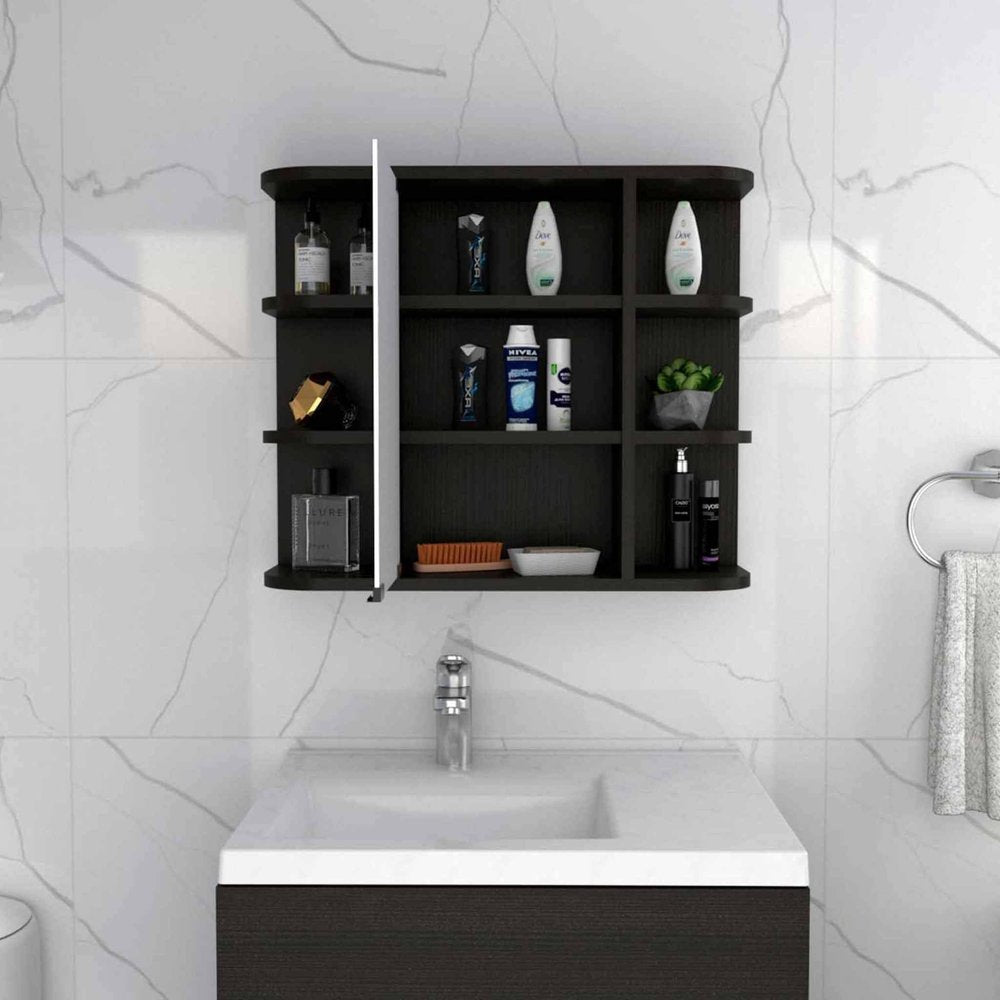 24" Black Wood Floating Bathroom Vanity