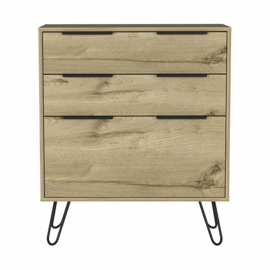 30" Brown and Black Three Drawer Dresser