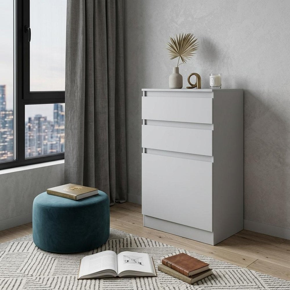 23" White Wood Two Drawer Dresser