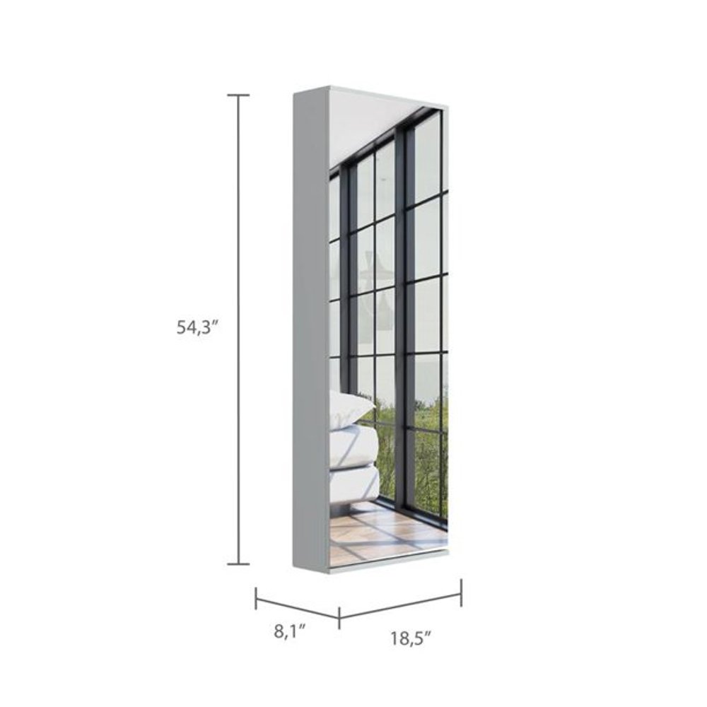 Stylish White Wall Mounted Shoe Rack with Mirror