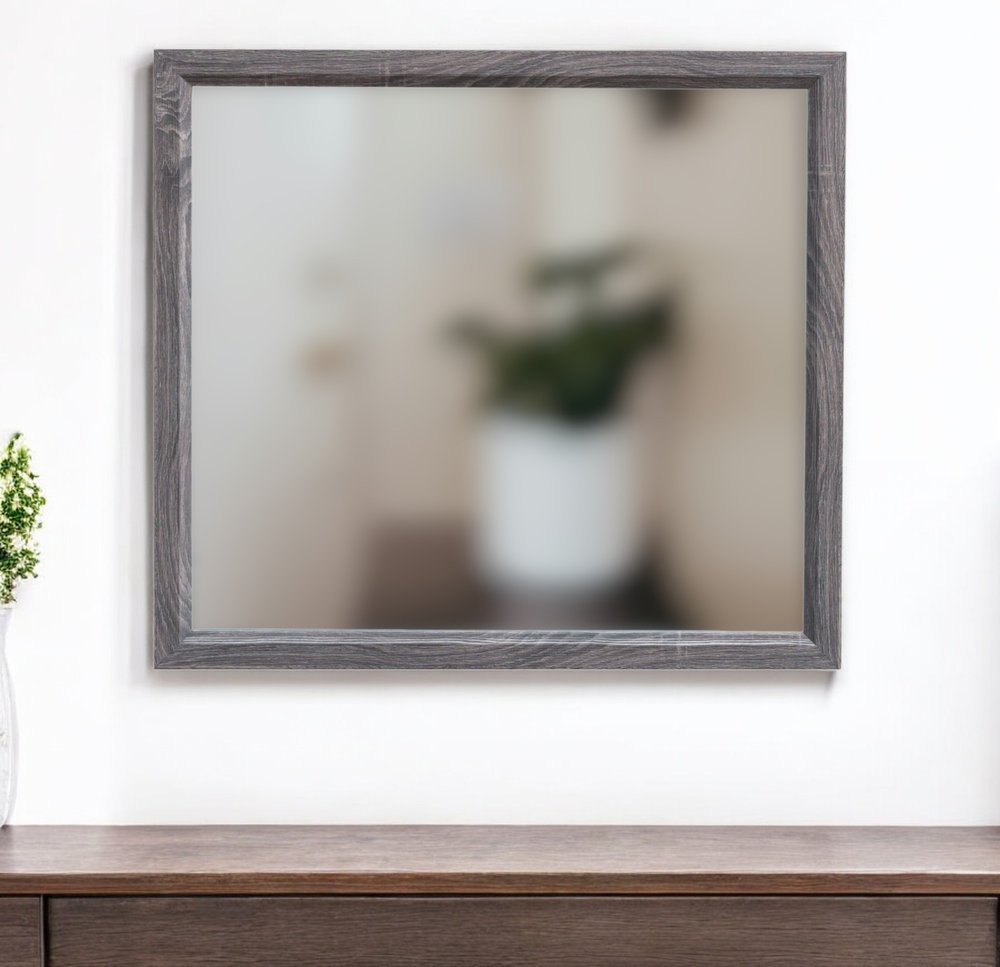35" Dark Gray Wood Framed Accent Mirror