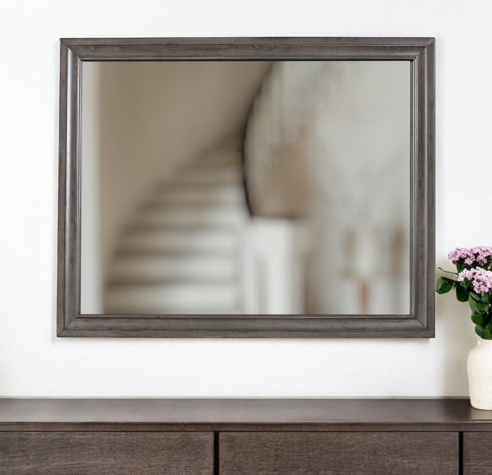 37" Gray Wood Framed Accent Mirror