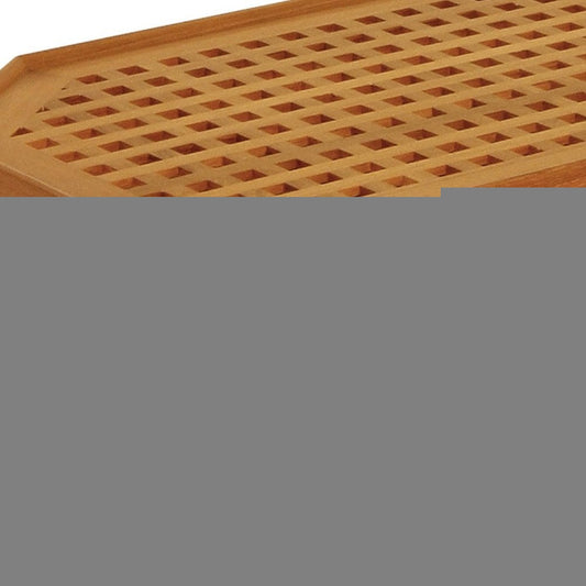 19" Brown Solid Teak Wood Hexagonal Coffee Table