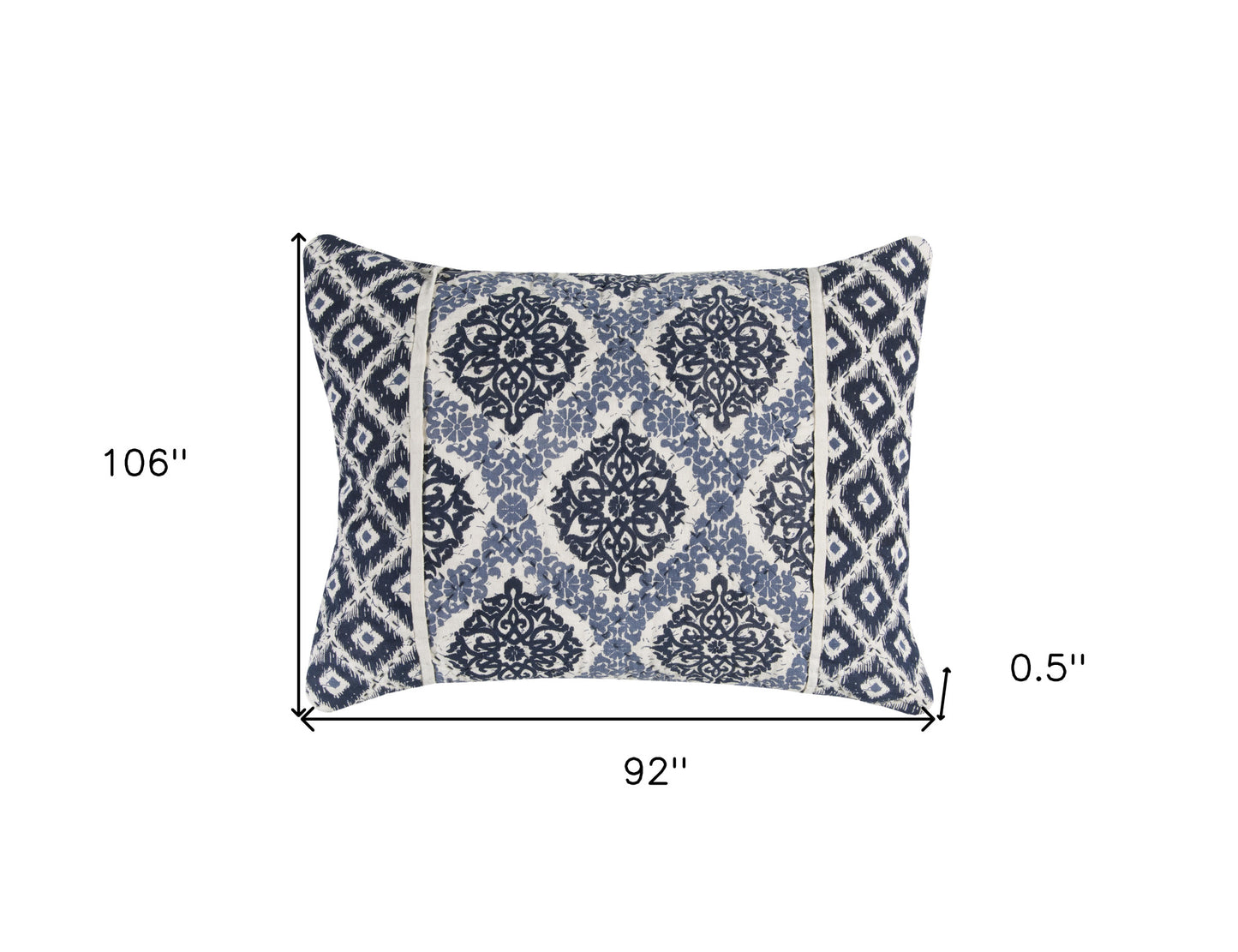 Blue And Ivory Damask King Quilt