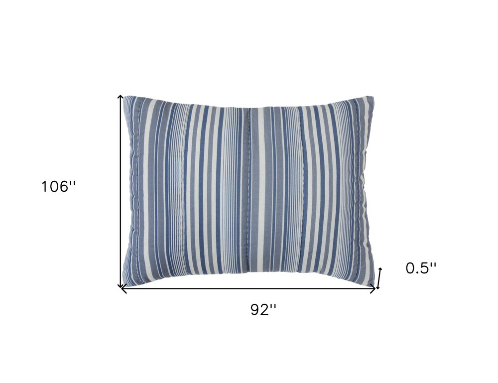 Blue And White Striped King Quilt