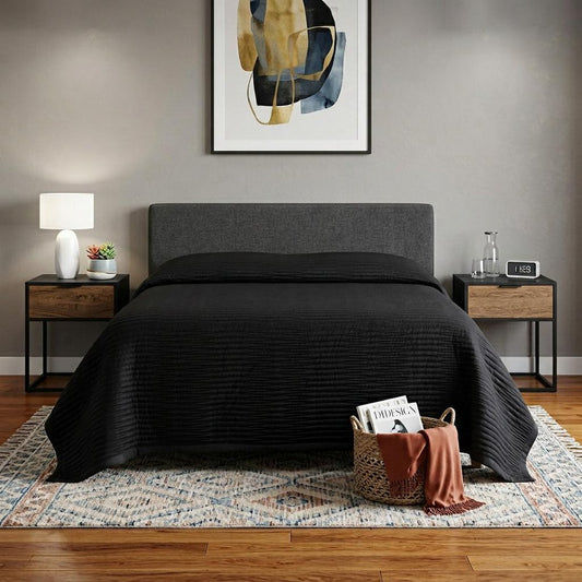 Black Geometric King Quilt
