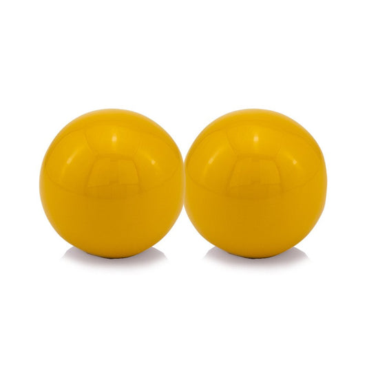 Set of Two Yellow Aluminum Decorative Orbs