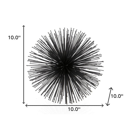 10" Black Iron Decorative Orb Tabletop Sculpture