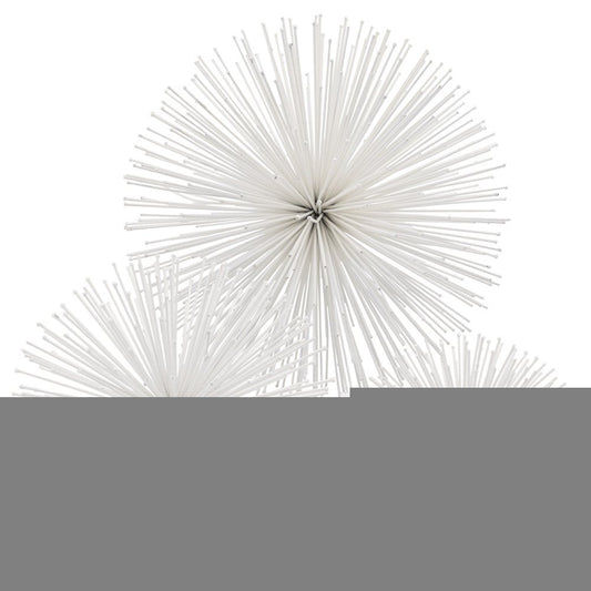 8" White Iron Decorative Orb Tabletop Sculpture