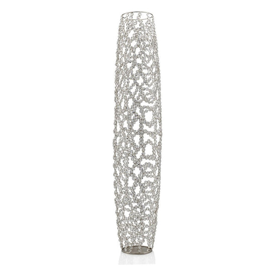 47" Silver Oval Crystal Glass Floor Vase With Faux Crystals