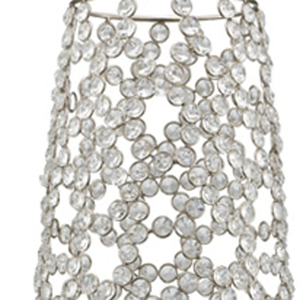 40" Silver Oval Crystal Glass Floor Vase With Faux Crystals