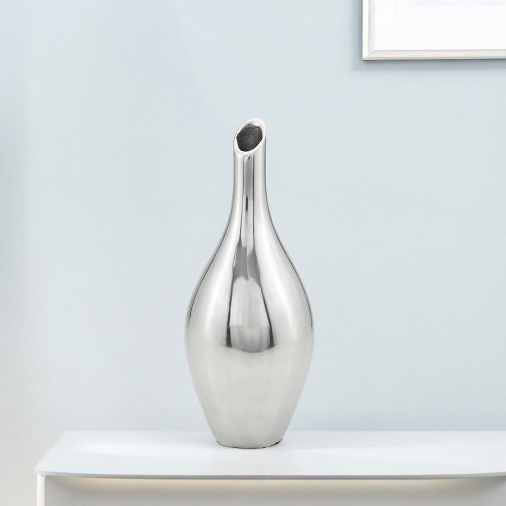 16" Silver Bud Aluminum Table Vase