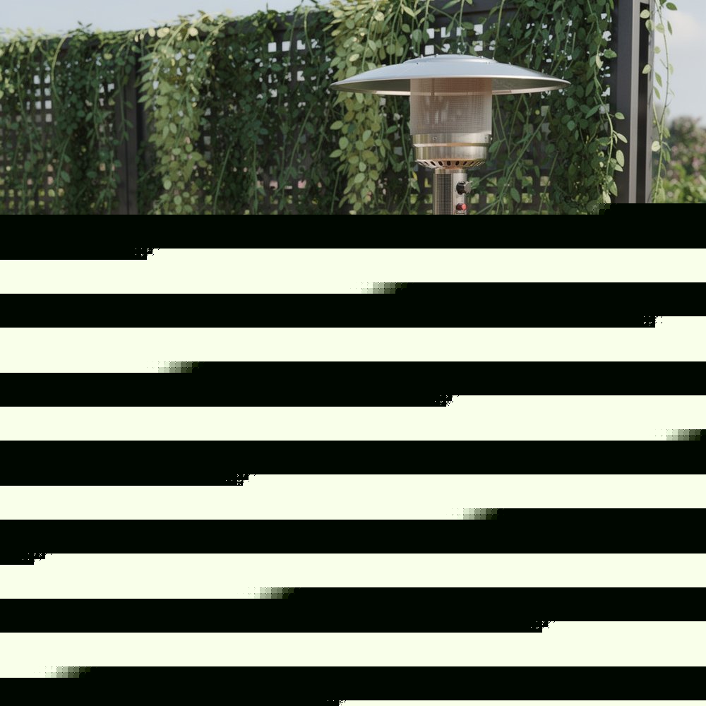 48000 BTU Silver Steel Propane Cylindrical Pole Standing Patio Heater