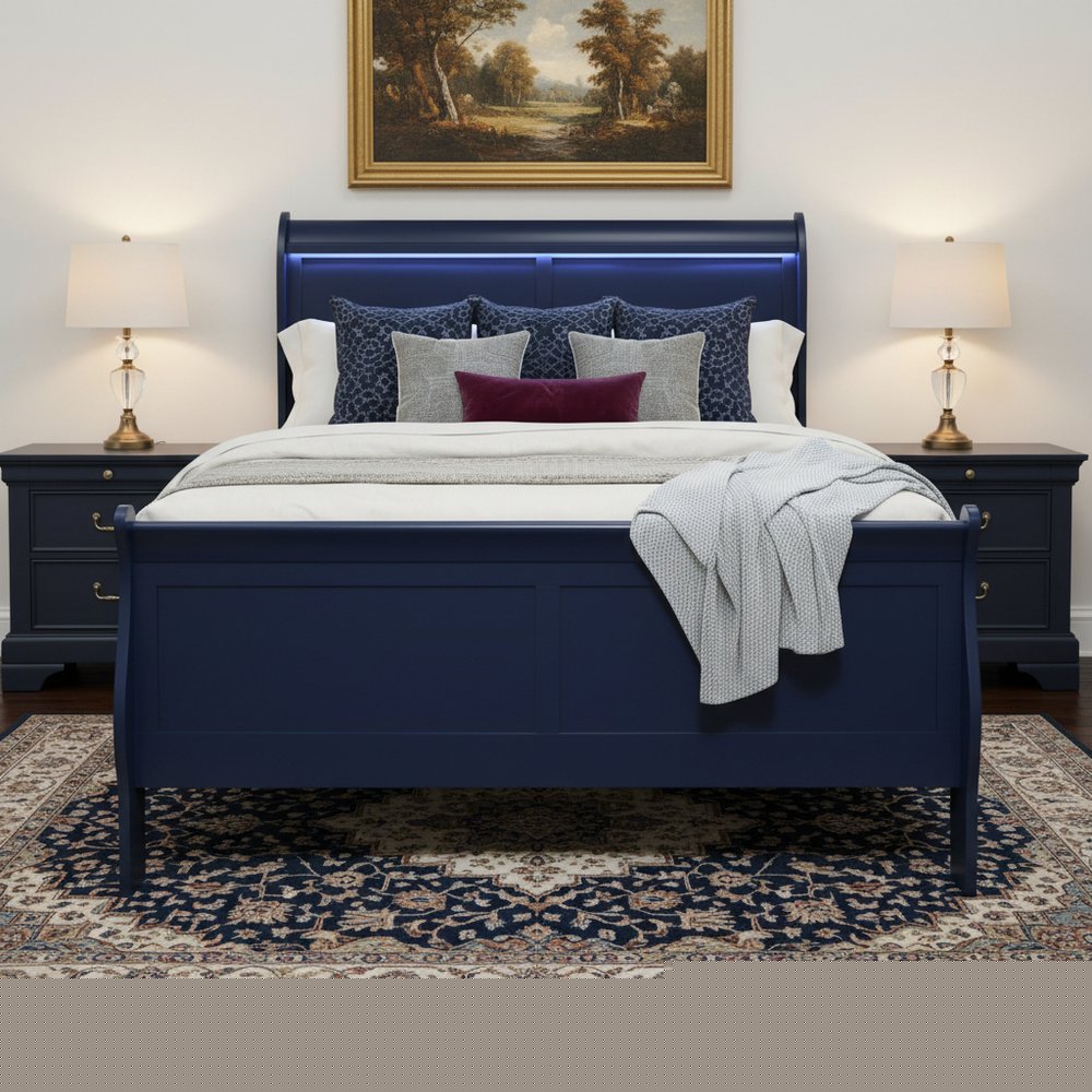 Solid Wood Standard Upholstered Bed