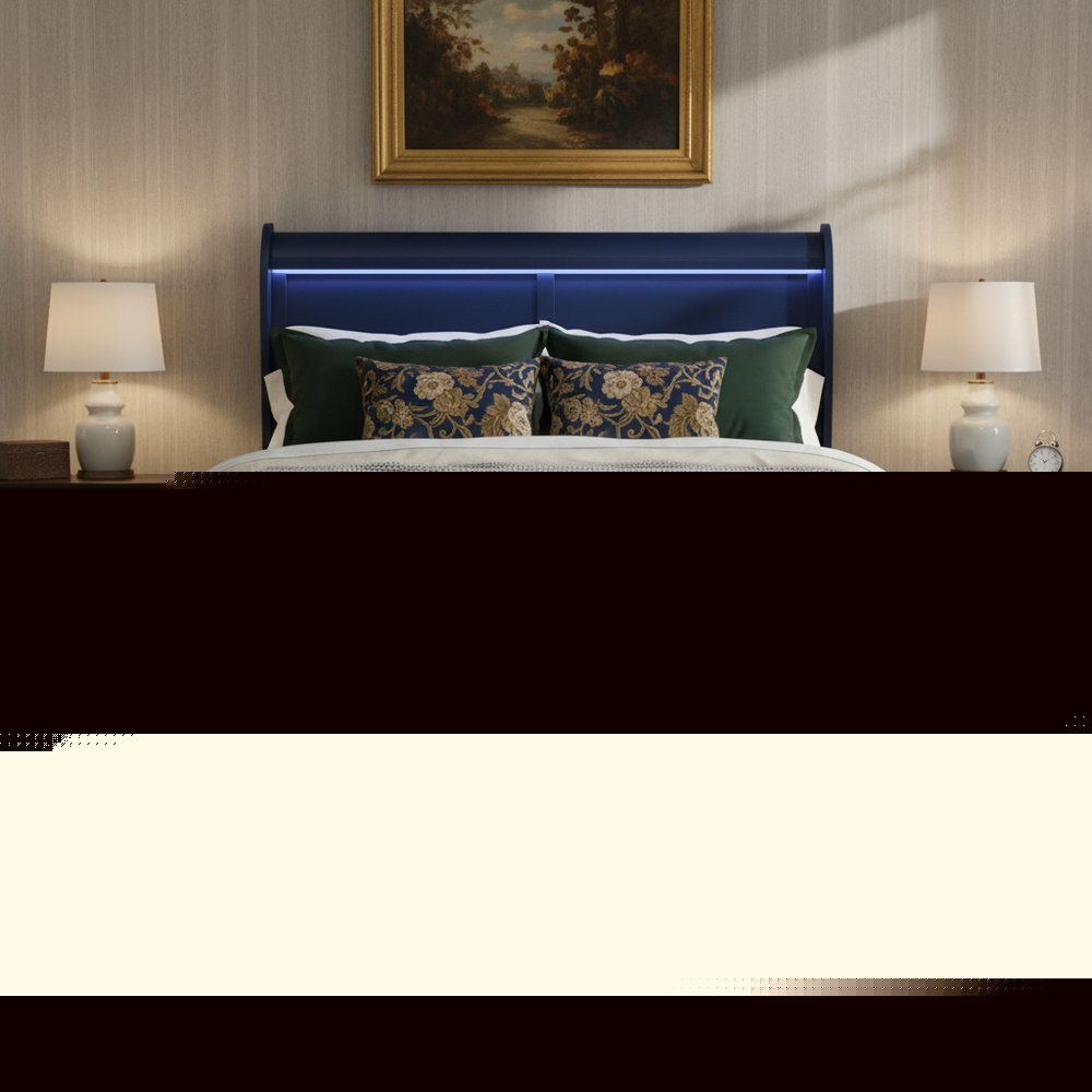 Blue King Bed Frame With No