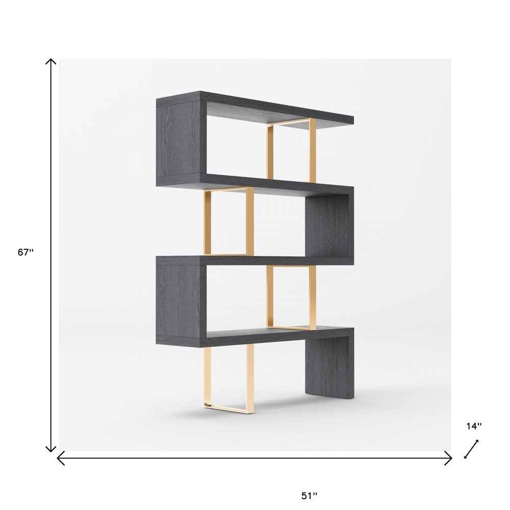 Gold And Gray Four Tier Bookcase