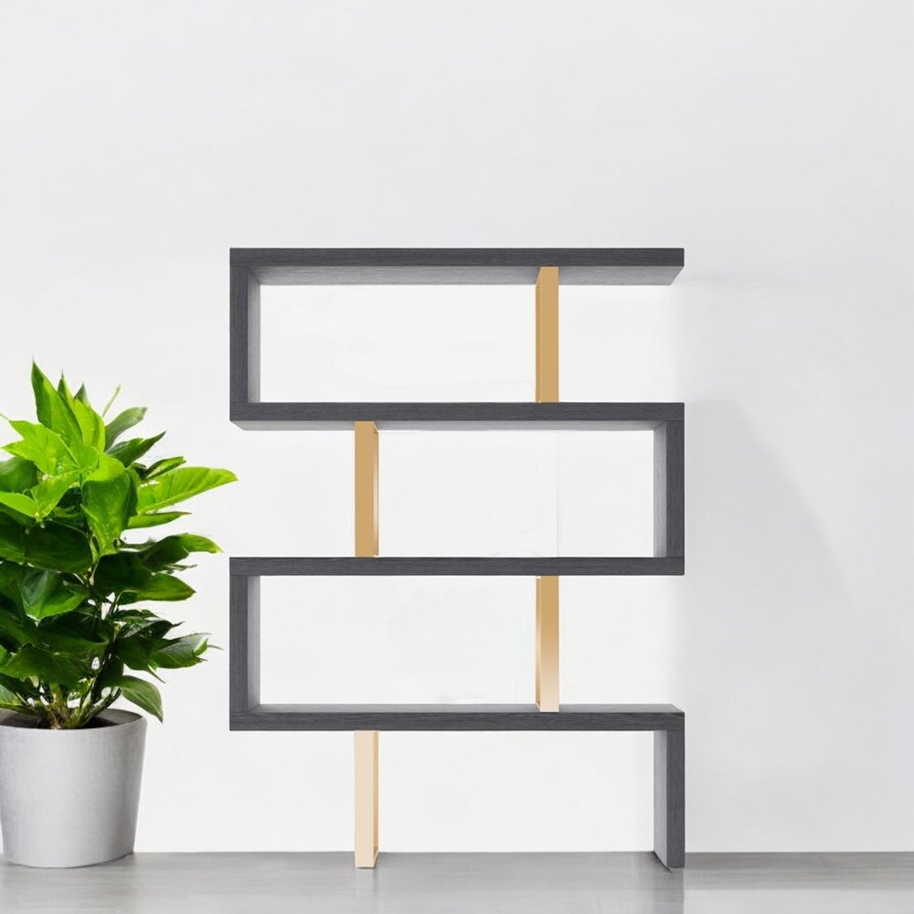 Gold And Gray Four Tier Bookcase