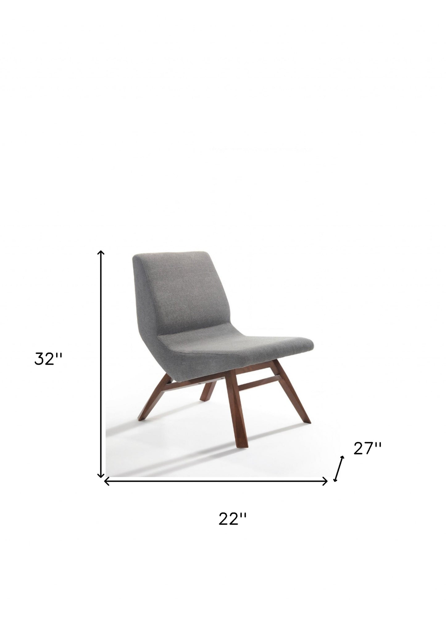 22" Gray And Brown Upholstered Lounge Chair With Ottoman