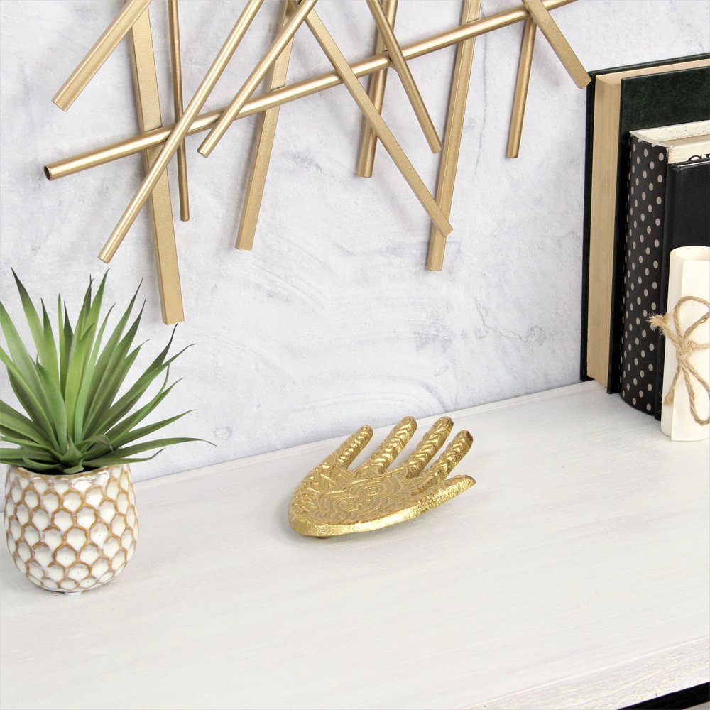 5" Gold Hamza Metal Handmade Tray