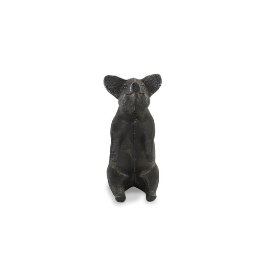 8" Black Metal Pig Hand Painted Figurine Tabletop Sculpture