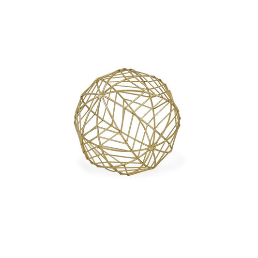 7" Gold Metal Hand Painted Decorative Orb Tabletop Sculpture