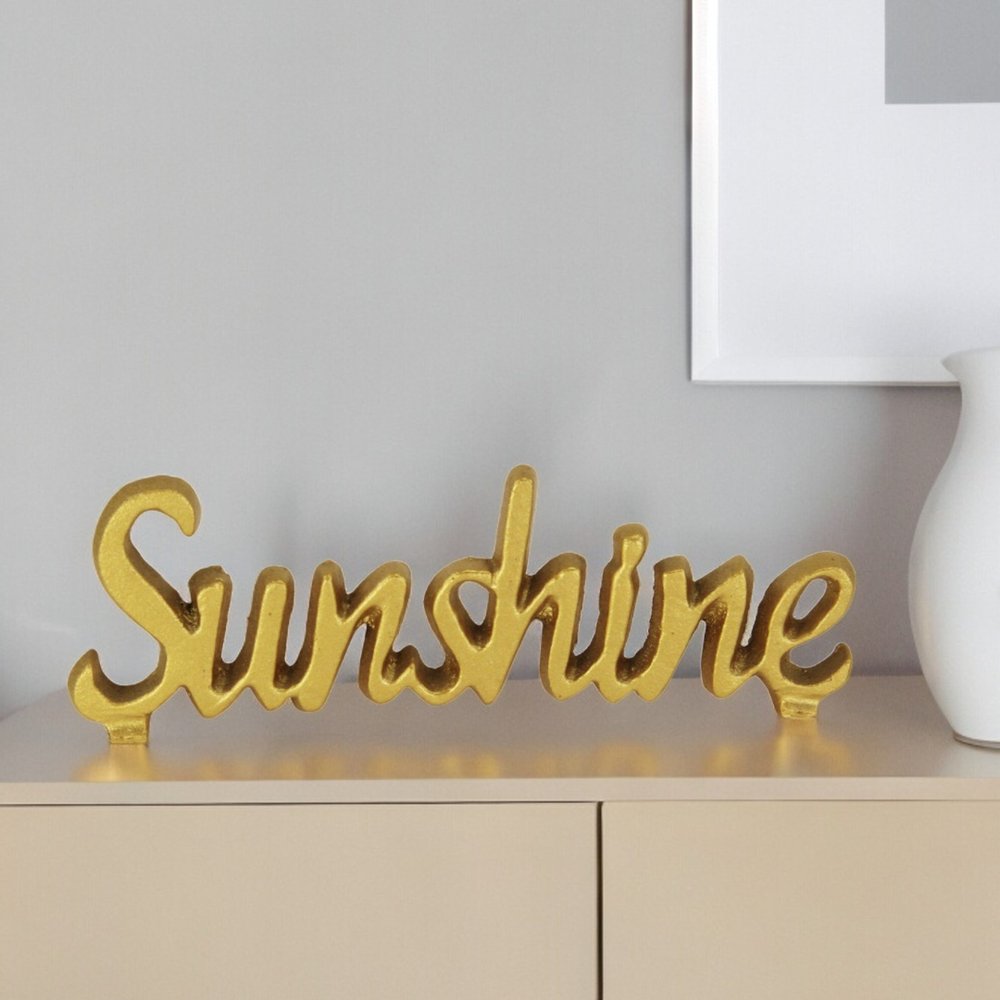 3" Gold Cast Iron Hand Painted Sunshine Sculpture