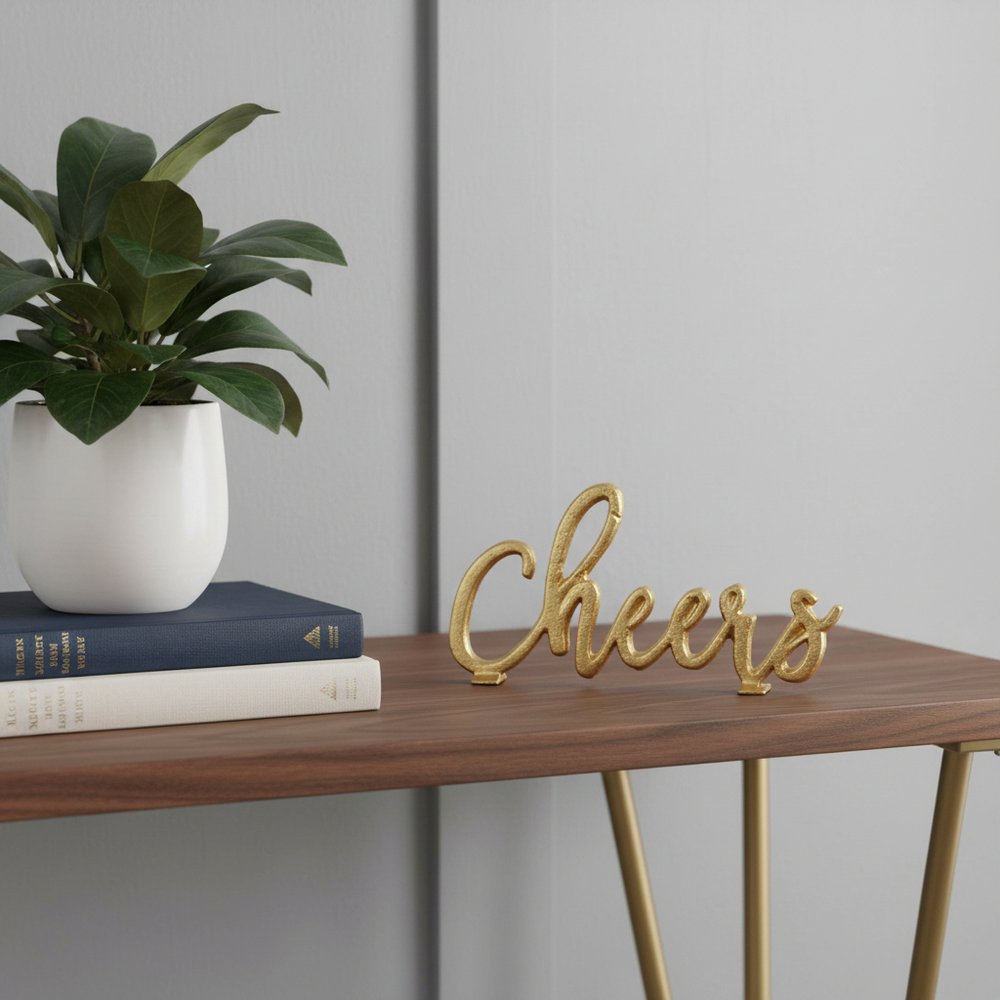 4" Gold Metal Hand Painted Tabletop Sculpture