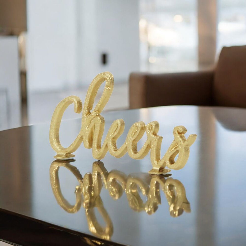 4" Gold Metal Hand Painted Tabletop Sculpture