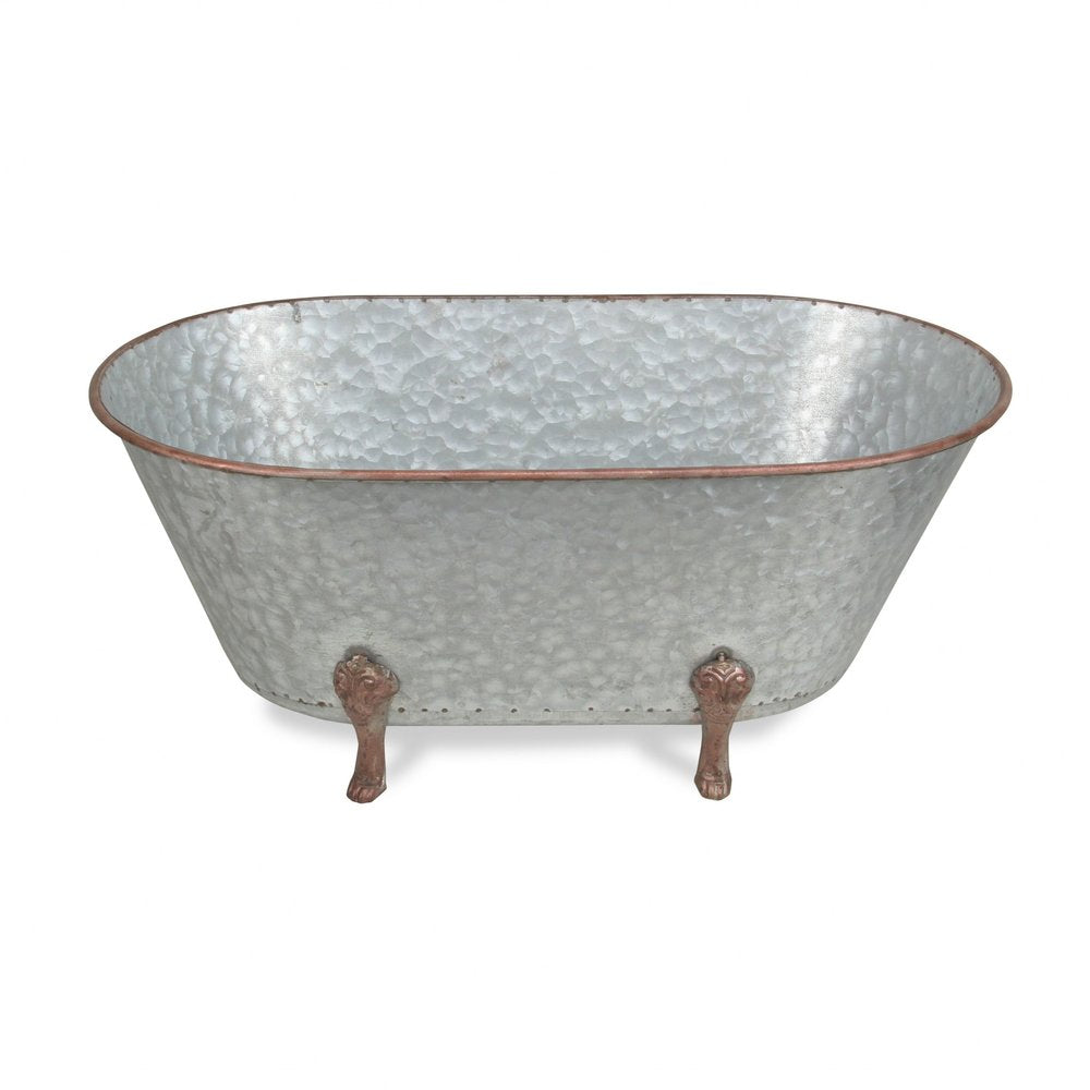 11" Gray Galvanized Metal Hand Painted Tabletop Sculpture