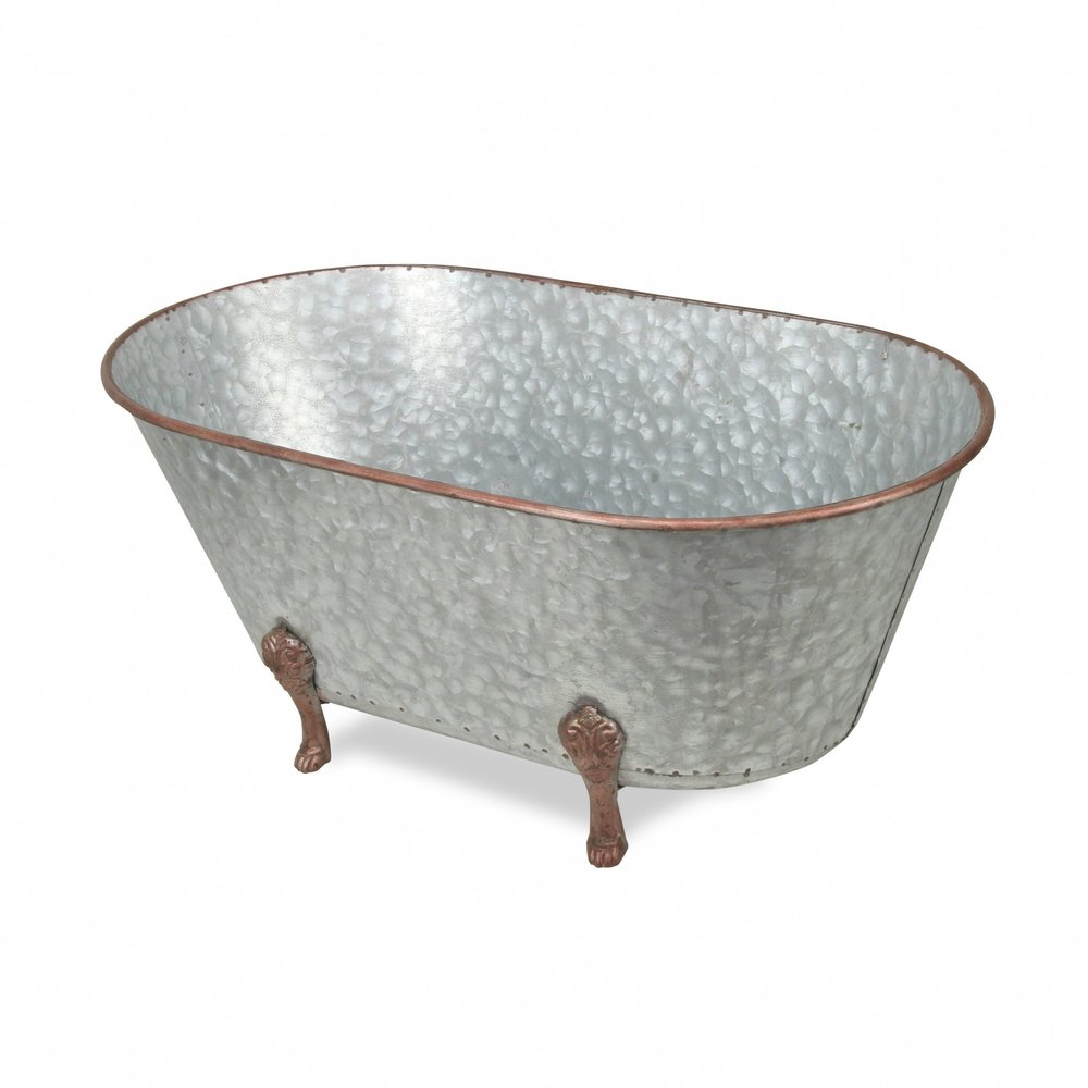 11" Gray Galvanized Metal Hand Painted Tabletop Sculpture