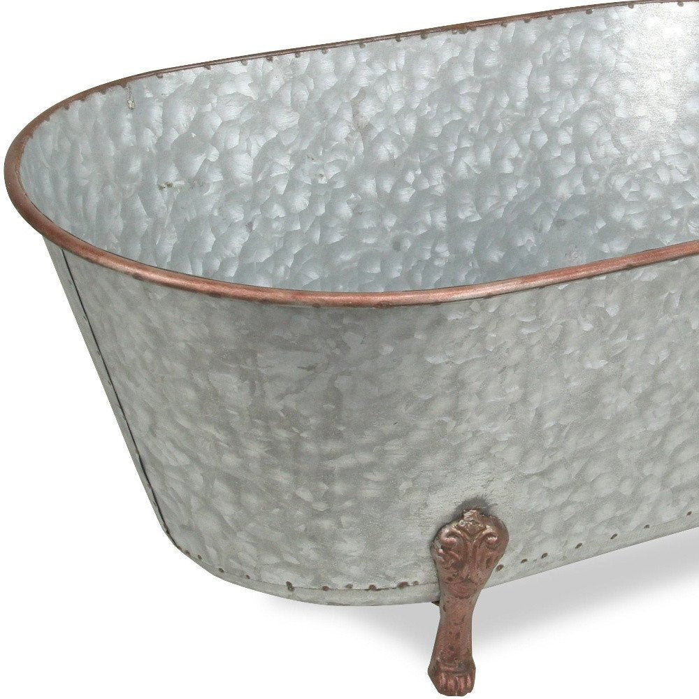 11" Gray Galvanized Metal Hand Painted Tabletop Sculpture
