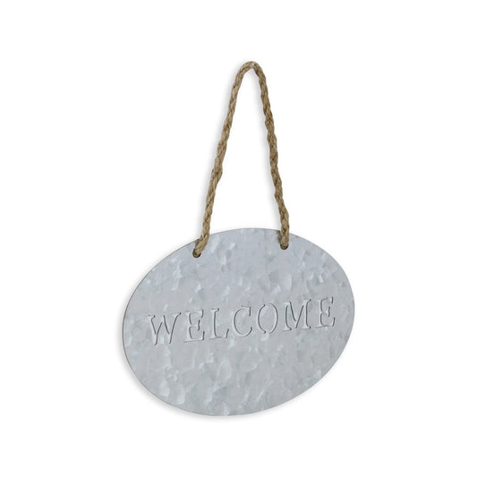5" X 8" Gray Handcrafted Welcome Galvanized Metal Wall Decor
