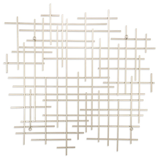 31" X 31" Silver Metal Abstract Lines Hanging Dimensional Sculpture