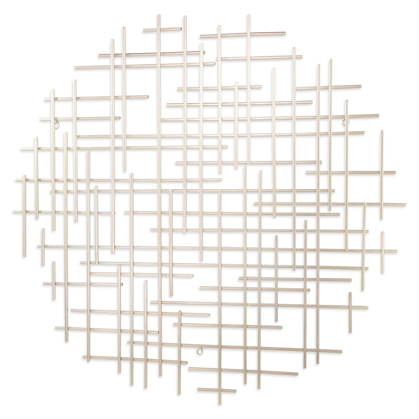 37" X 38" Silver Metal Abstract Lines Round Hanging Dimensional Sculpture