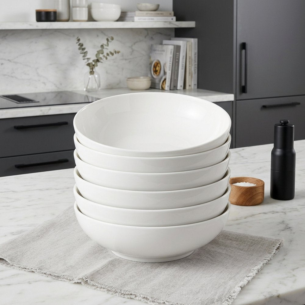 White Six Piece Porcelain Service For Six Bowl Set