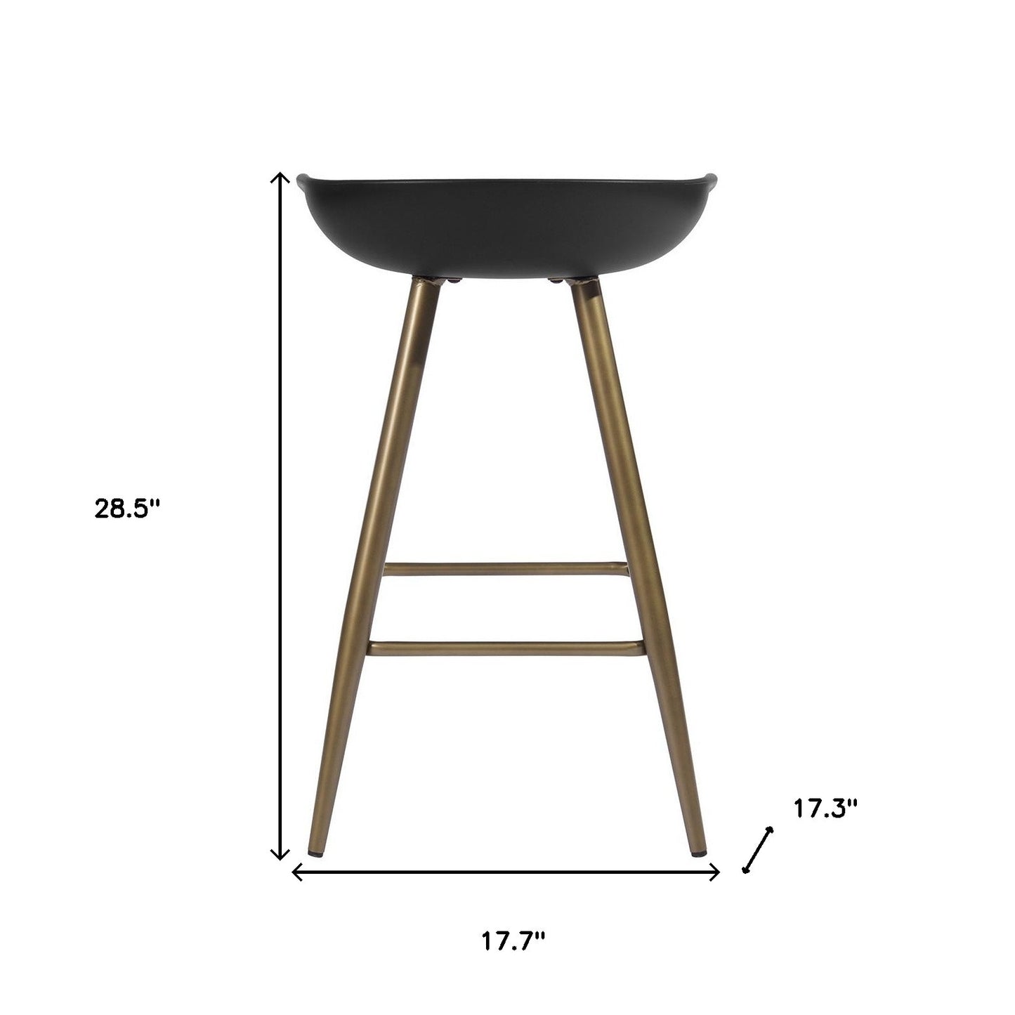 Set of Two 24" Black And Bronze Steel Backless Counter Height Bar Chairs