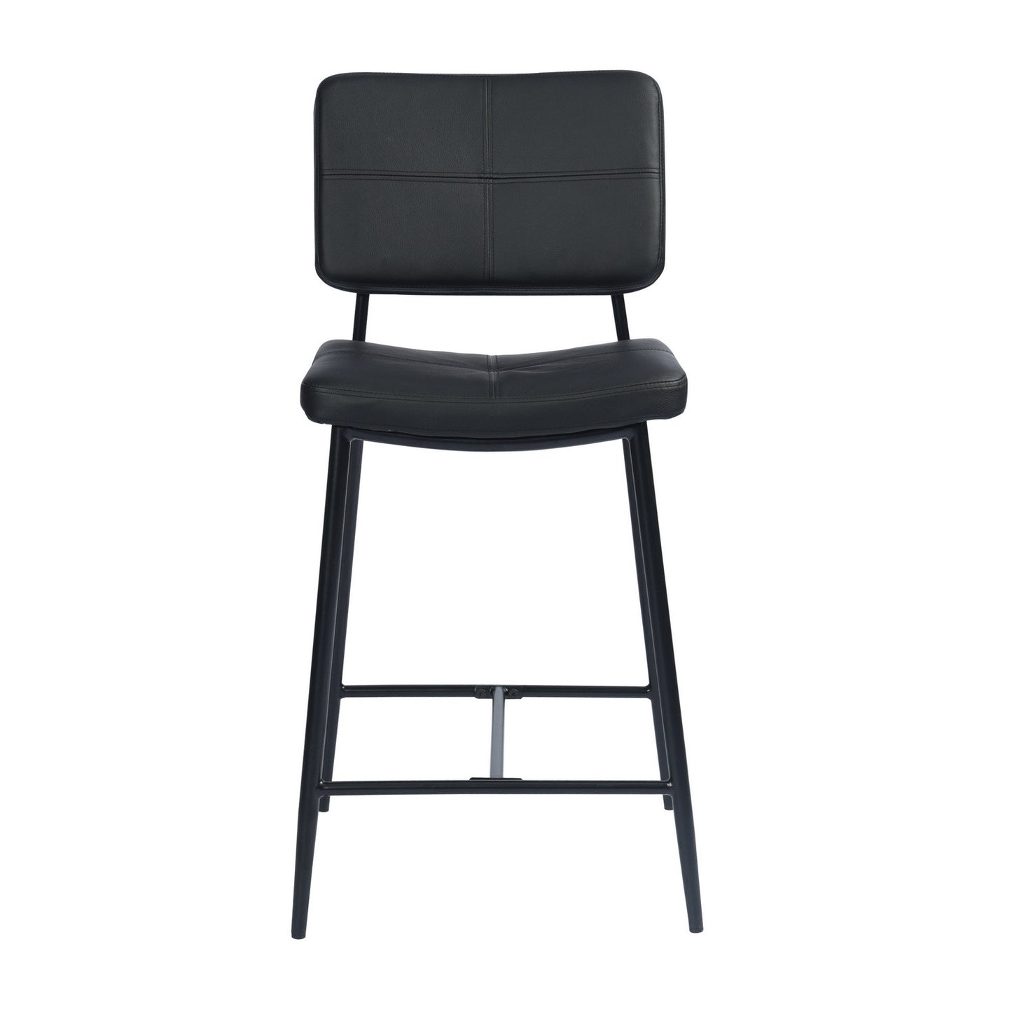 Set Of Two 36" Black Faux Leather Low Back Counter Height Bar Chairs