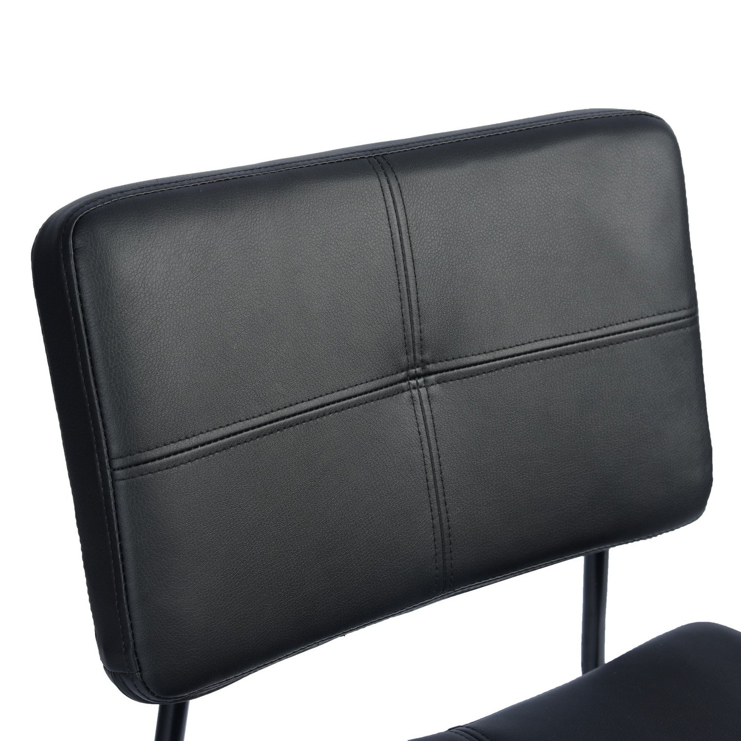 Set Of Two 36" Black Faux Leather Low Back Counter Height Bar Chairs