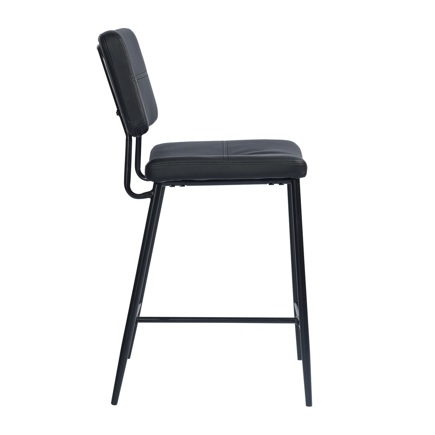 Set Of Two 36" Black Faux Leather Low Back Counter Height Bar Chairs