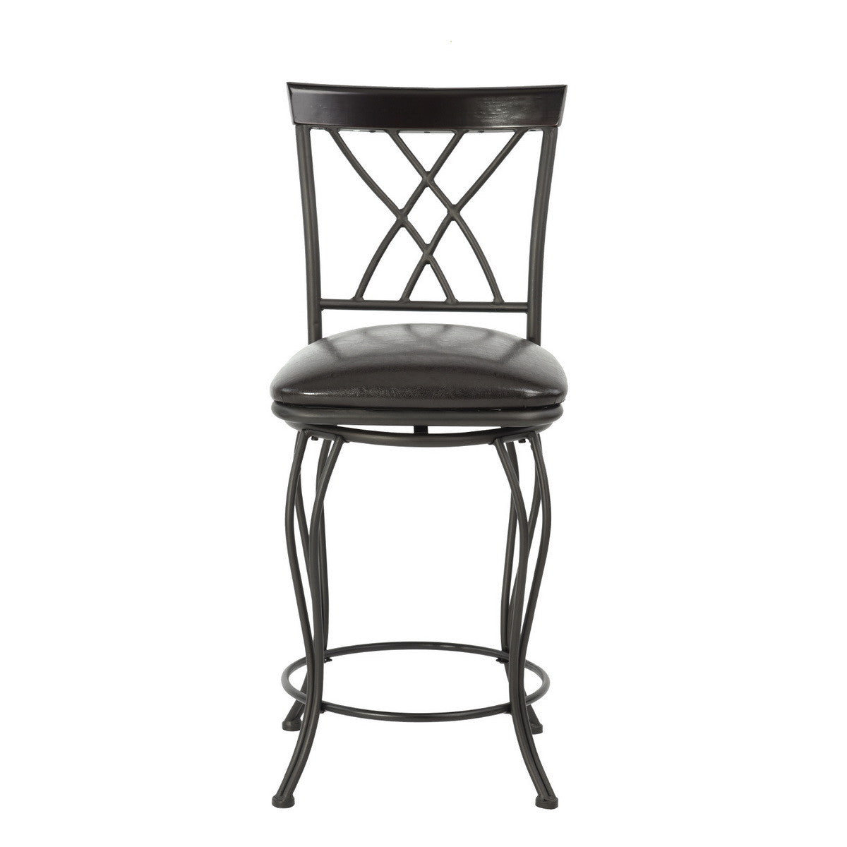 Set of Two 24" Black Manufactured Wood and Steel Counter Height Swivel Bar Chairs