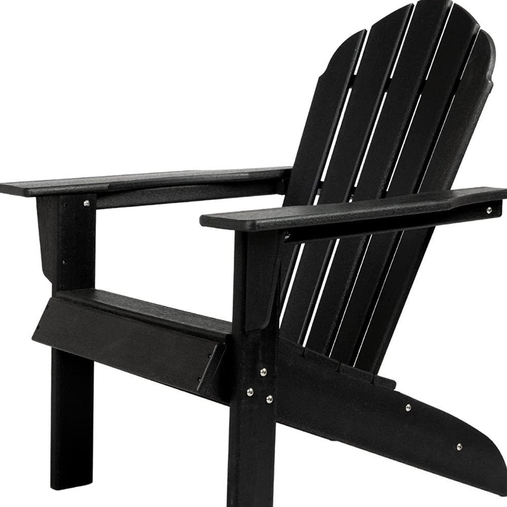 32" Black Heavy Duty Plastic Indoor Outdoor Adirondack Chair