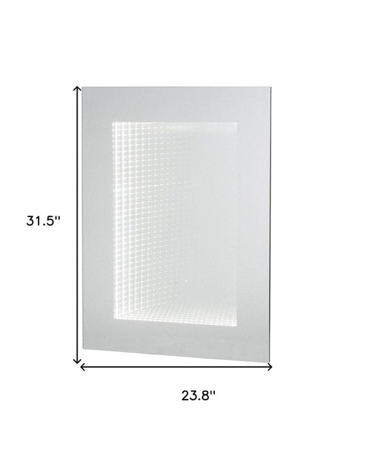 32" Silver Lighted Frame Accent Mirror