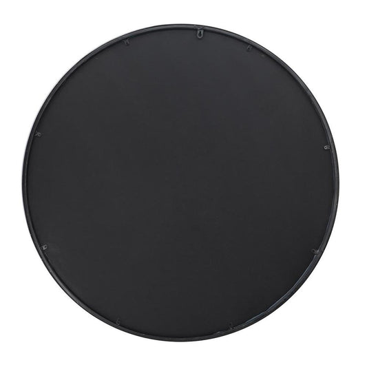 36" Black Round Iron Framed Antiqued Glass Accent Mirror