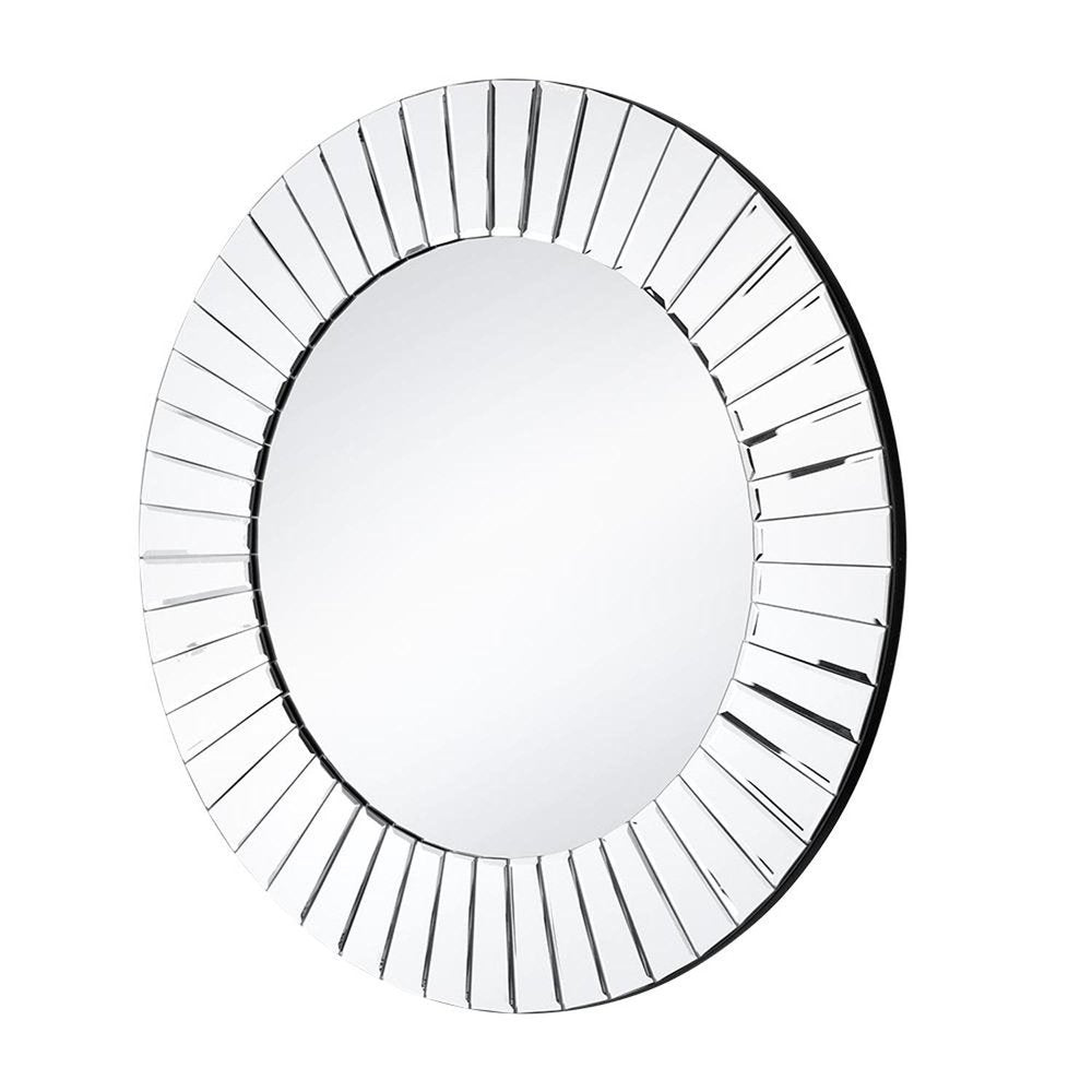 24" Clear Round Beveled Glass Framed Accent Mirror