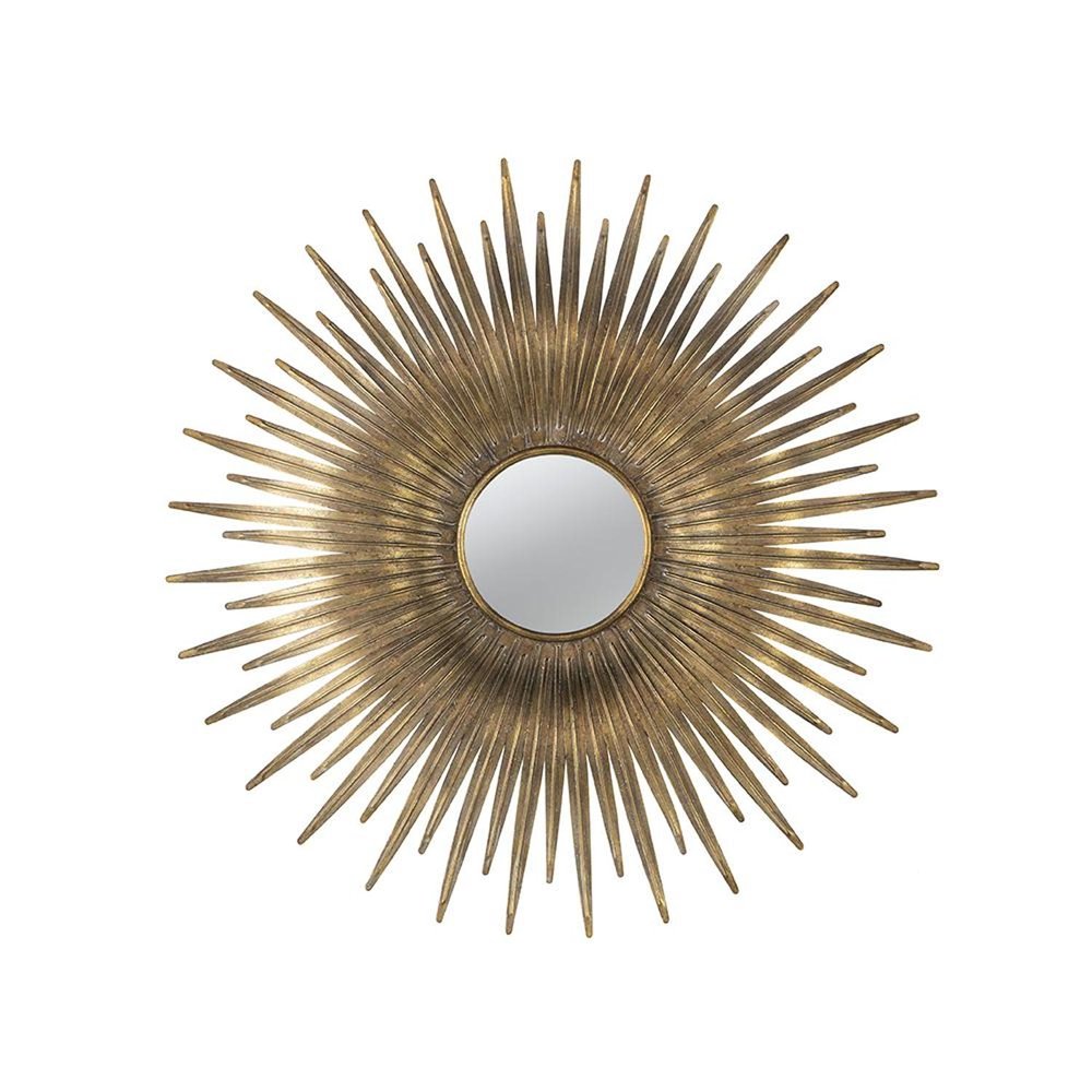 28" Gold Sunburst Iron Framed Accent Mirror