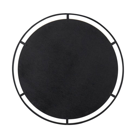 32" Black Round Iron Framed Accent Mirror