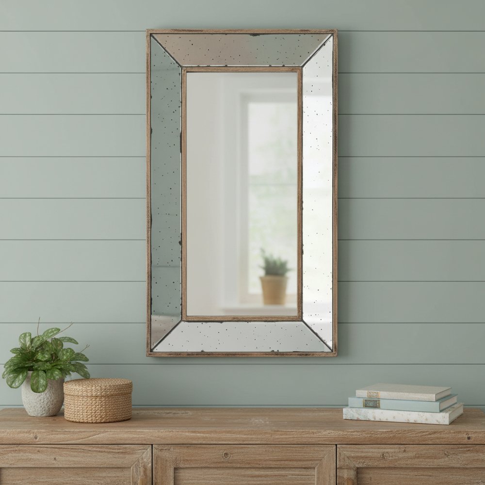 24" Silver Framed Antiqued Accent Mirror