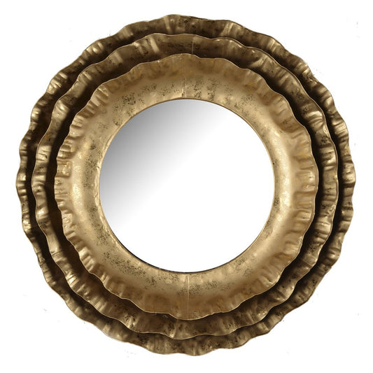 16" Gold Round Iron Framed Accent Mirror