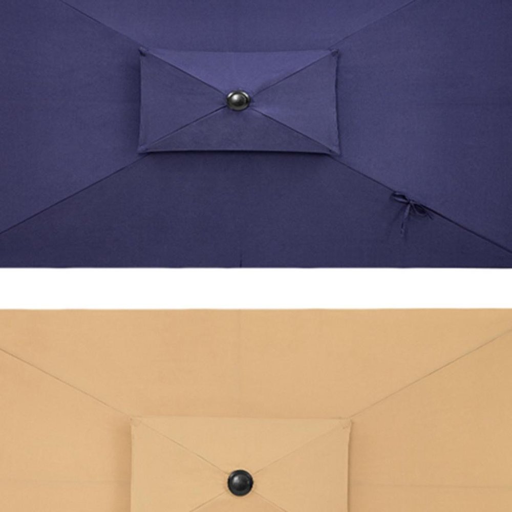 9' Tan Polyester Rectangular Tilt Market Patio Umbrella